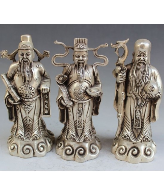 白銅福祿壽三星 白銅福祿壽三星